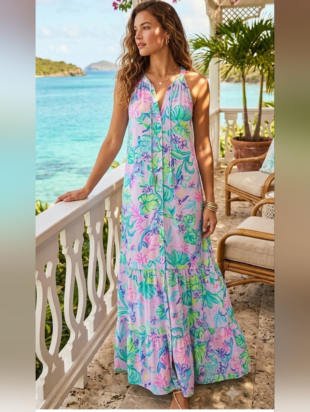 Lilly Pulitzer Luliana Maxi Dress In Amethyst Tint Mermaid In The Shade